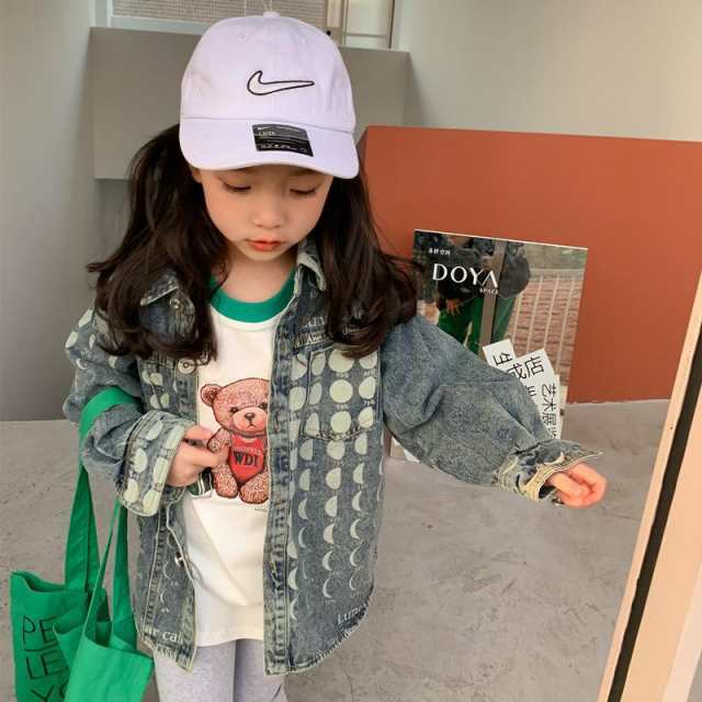 子供服 デニムジャケット 女の子 アウター 春秋 コート トップス レース 韓国子供服 パーカー 子ども服 ジュニア ベビー服 おしゃれ 可愛い カジュアル■素材:綿 ポリエステル混合 ■サイズ：90