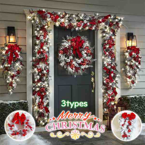 クリスマスリース ガーランド 雪化粧 クリスマス スワッグ オーナメント リース ドア 玄関 庭園 壁飾り 松かさ おしゃれ 新年飾り 高級