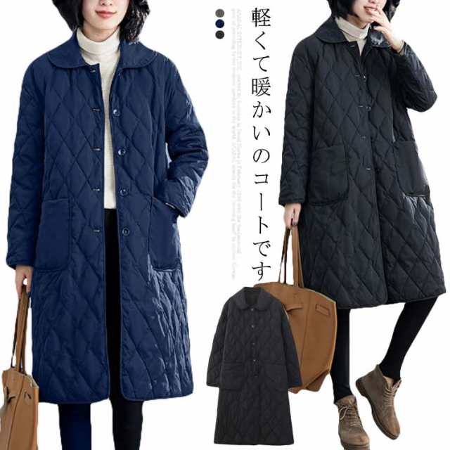 商品説明 コート レディース ロング 軽い アウター ブラック 黒 ノーカラー 無地 シンプル おしゃれ ミディアム ジャケット 秋 冬 体型カバー カ