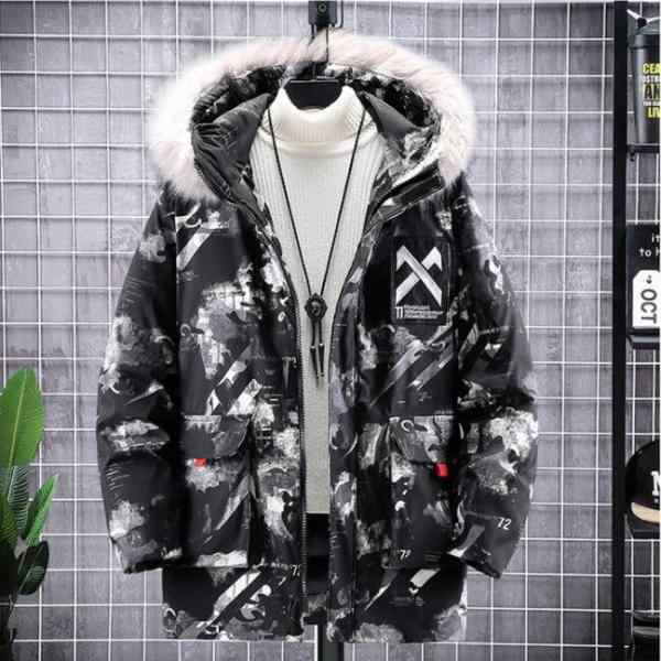 中綿コート ジャケット メンズ アウター 防寒着 猫柄 ブルゾン アウトドア フード付き 冬服 冬物 厚手 秋冬新作 ▼素材： 表地:ポリエステル100% 中わた/裏地：コットン ▼カラー：画像をご参