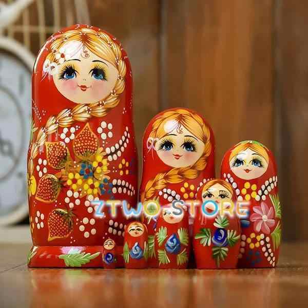 マトリョーシカ 民芸品 土産物 手作り人形 手描き 7個組 洋風 プレゼント 北欧雑貨 伝統工芸 おもちゃ 飾り部屋 ハロウィン クリスマス