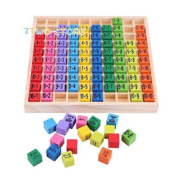 ブロック 九九 掛け算 10 * 10掛け算の表 練習 算数 計算 カラー認識 積み木 木製パズル 木のおもちゃ トレーニング 数学知育玩具 学習